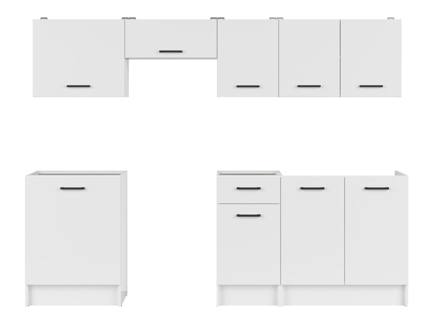 Sara Line 240 cm Kitchen Set – Modern White Cabinets