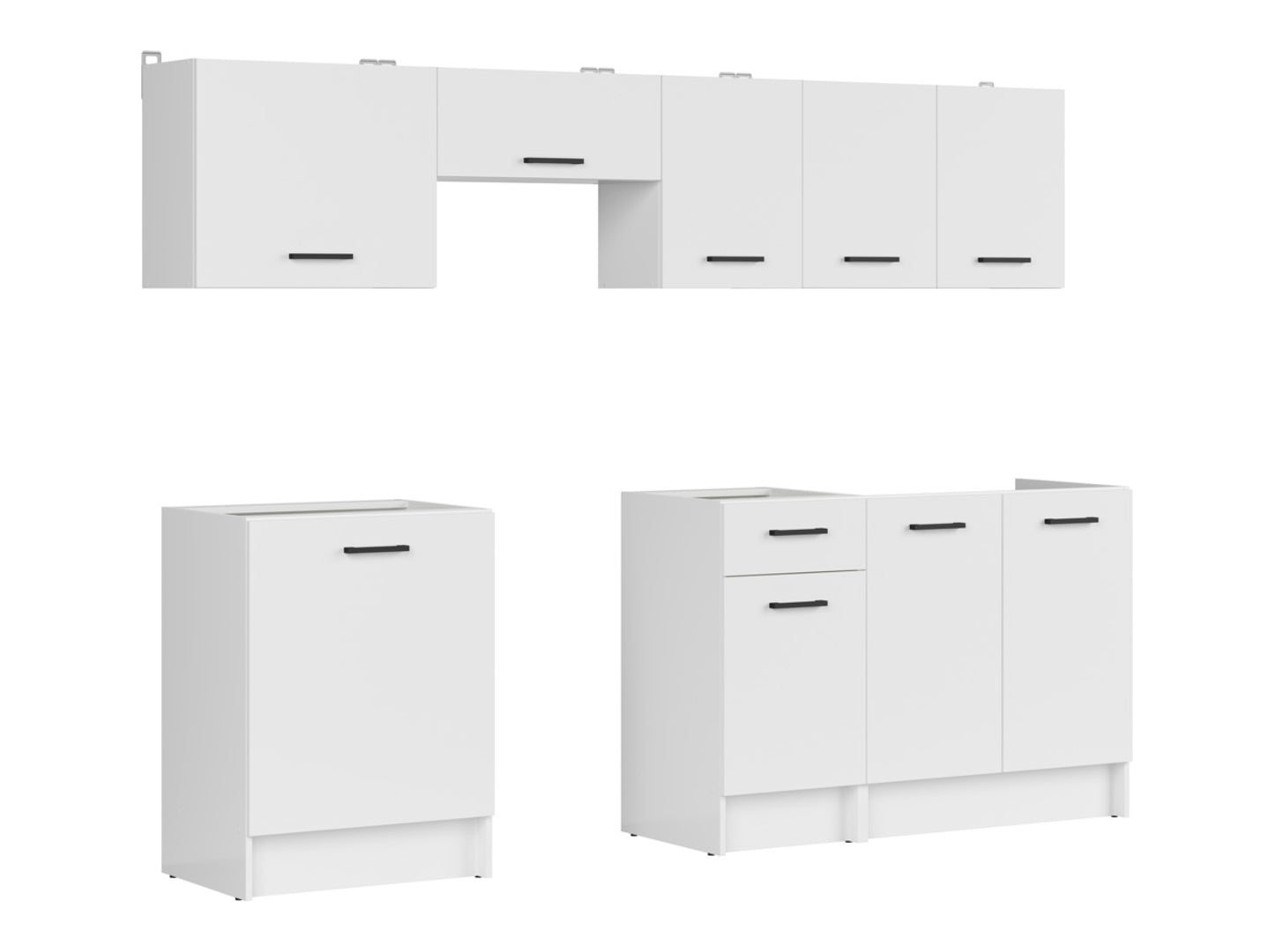 Sara Line 240 cm Kitchen Set – Modern White Cabinets