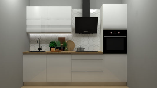 Family Line Sole Kitchen Furniture Set 260 cm – White Gloss (Without Worktop)