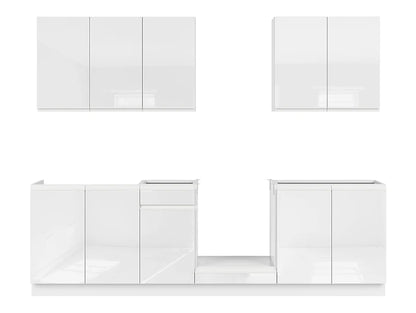 Family Line Sole Kitchen Furniture Set 260 cm – White Gloss (Without Worktop)