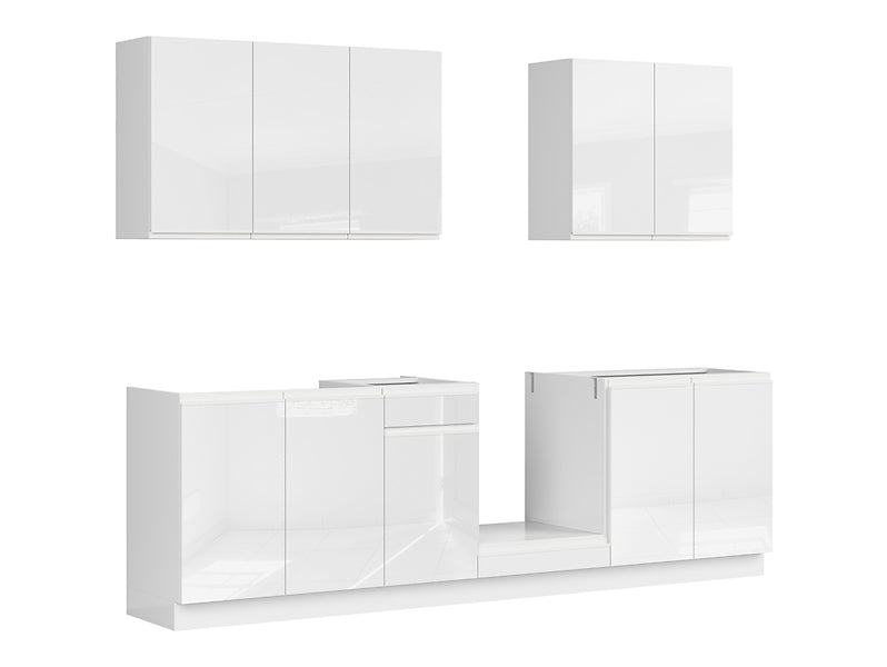 Family Line Sole Kitchen Furniture Set 260 cm – White Gloss (Without Worktop)