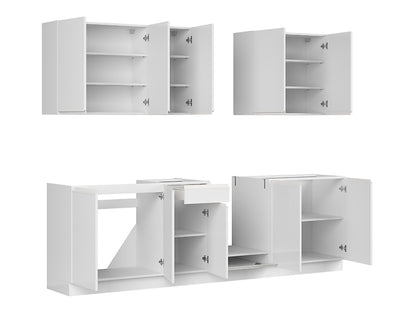 Family Line Sole Kitchen Furniture Set 260 cm – White Gloss (Without Worktop)