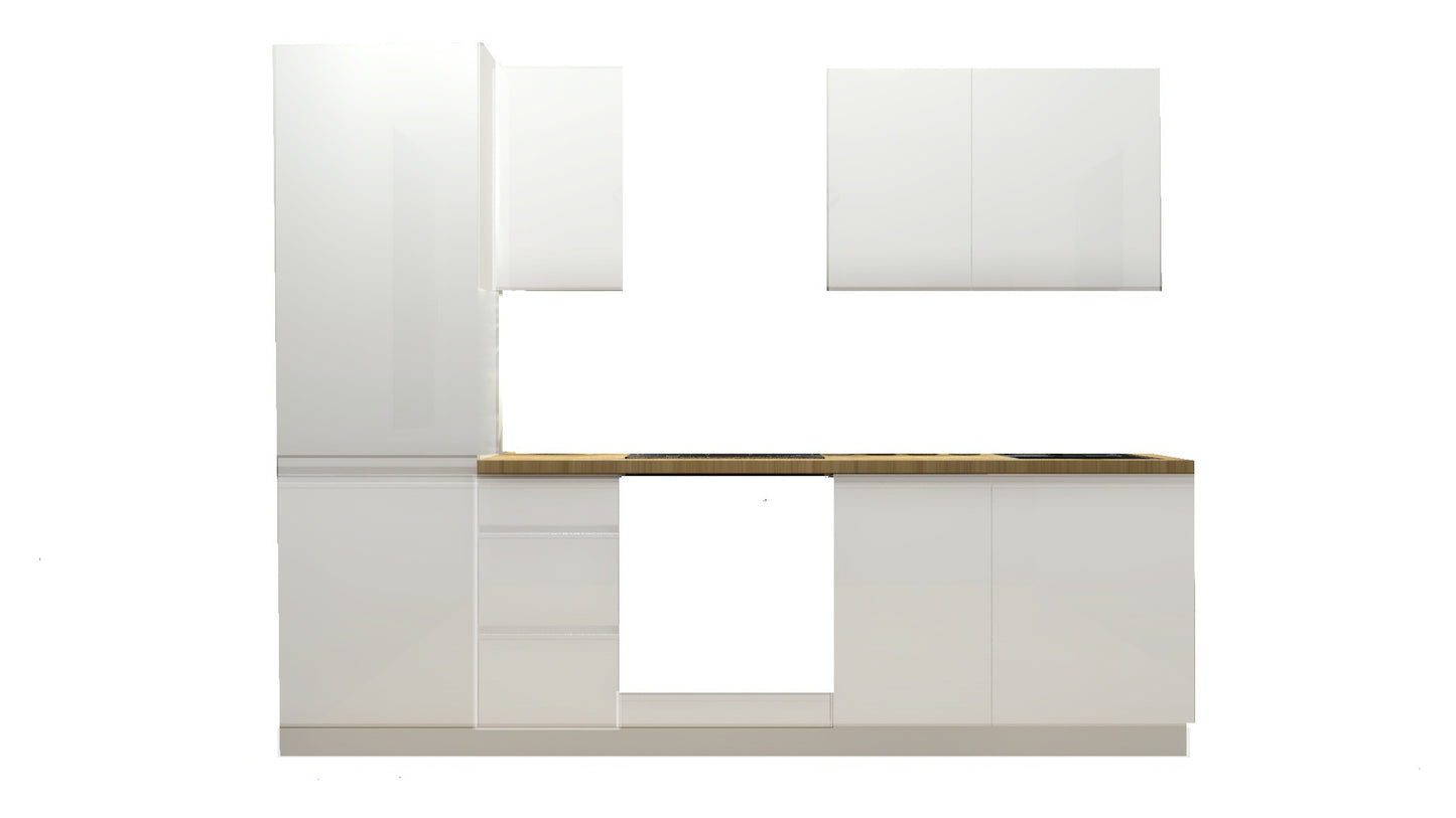 Family Line Sole 265 cm Kitchen Set – White Gloss Finish (Worktop Not Included)