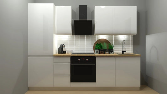 Family Line Sole 265 cm Kitchen Set – White Gloss Finish (Worktop Not Included)