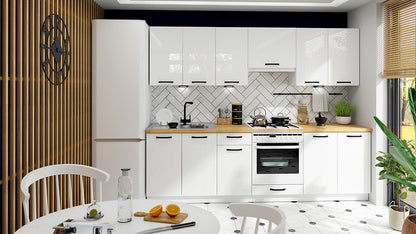 Family Line Top Line Kitchen Furniture Set 260 cm – White Gloss (Without Worktop and Handles)