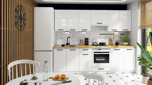 Family Line Top Line Kitchen Furniture Set 260 cm – White Gloss (Without Worktop and Handles)