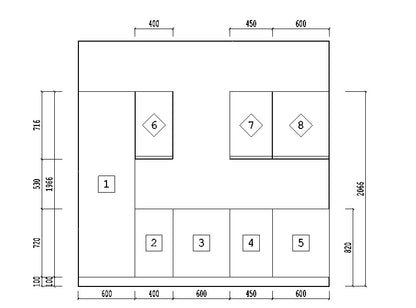 Family Line Sole 265 cm Kitchen Set – White Gloss Finish (Worktop Not Included)